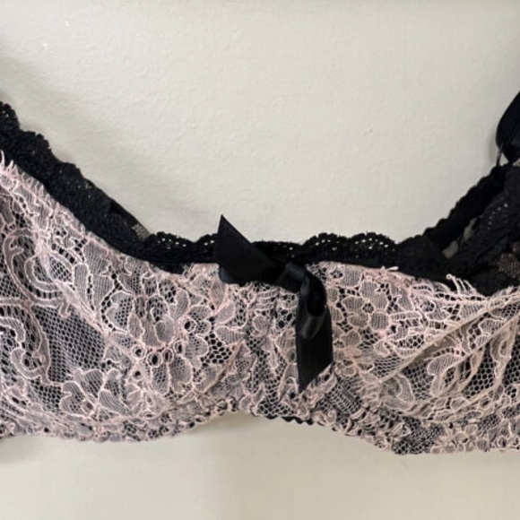 AGENT PROVOCATEUR PINK AND BLACK LACE UNDERWIRE BRA - 34DD - Picture 2 of 5
